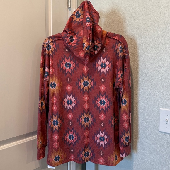 Women’s Aztec Pull Over Long Sleeve Hoodie NWT - Picture 6 of 7
